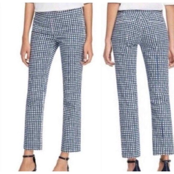 TORY BURCH Women’s  Pant CAPRIS Ankle Blue Haven Plaid Cotton Sz 26 - Picture 2 of 16